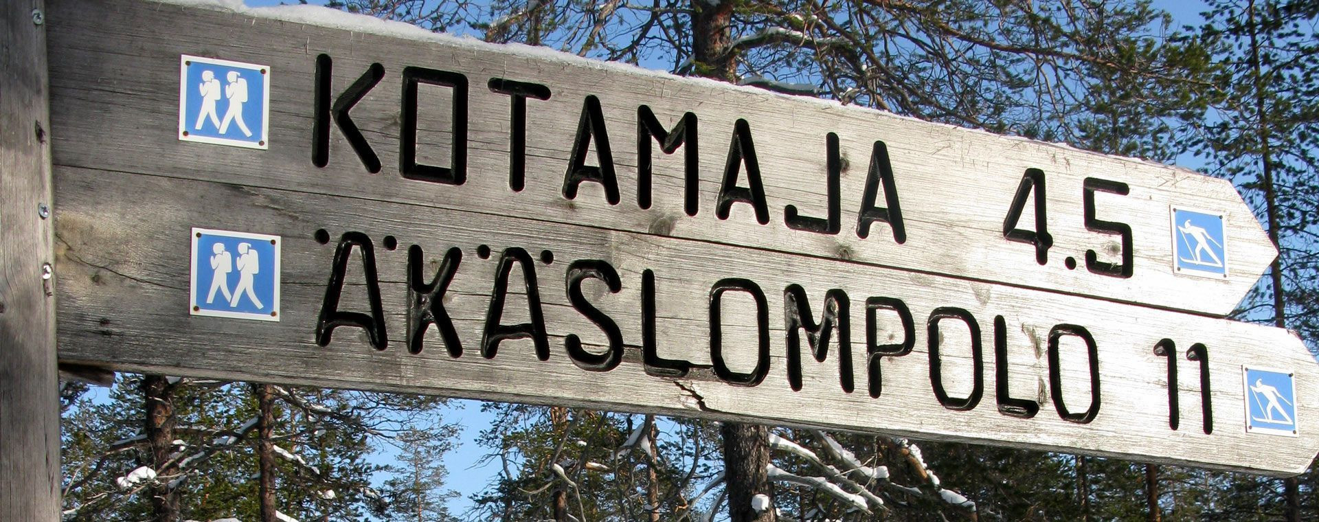 Segnaletica delle piste da sci di fondo ad Äkäslompolo - Lapponia - Finlandia