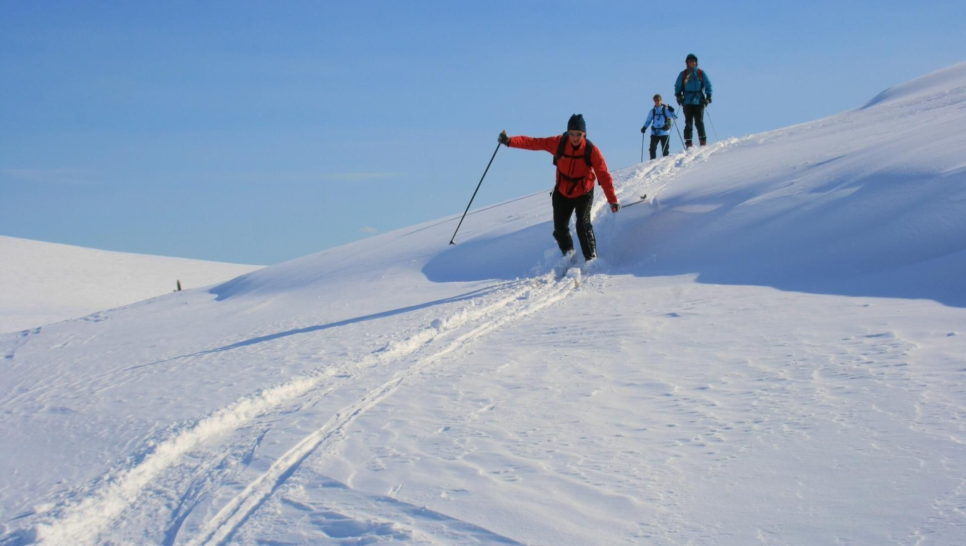 Sciatori di fondo escursionistico sulla neve - Lapponia - Finlandia