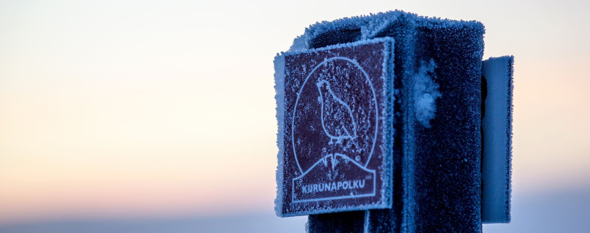 Segnavia ghiacciato del sentiero Kiirunapolku all’alba - Kiilopää - Lapponia finlandese