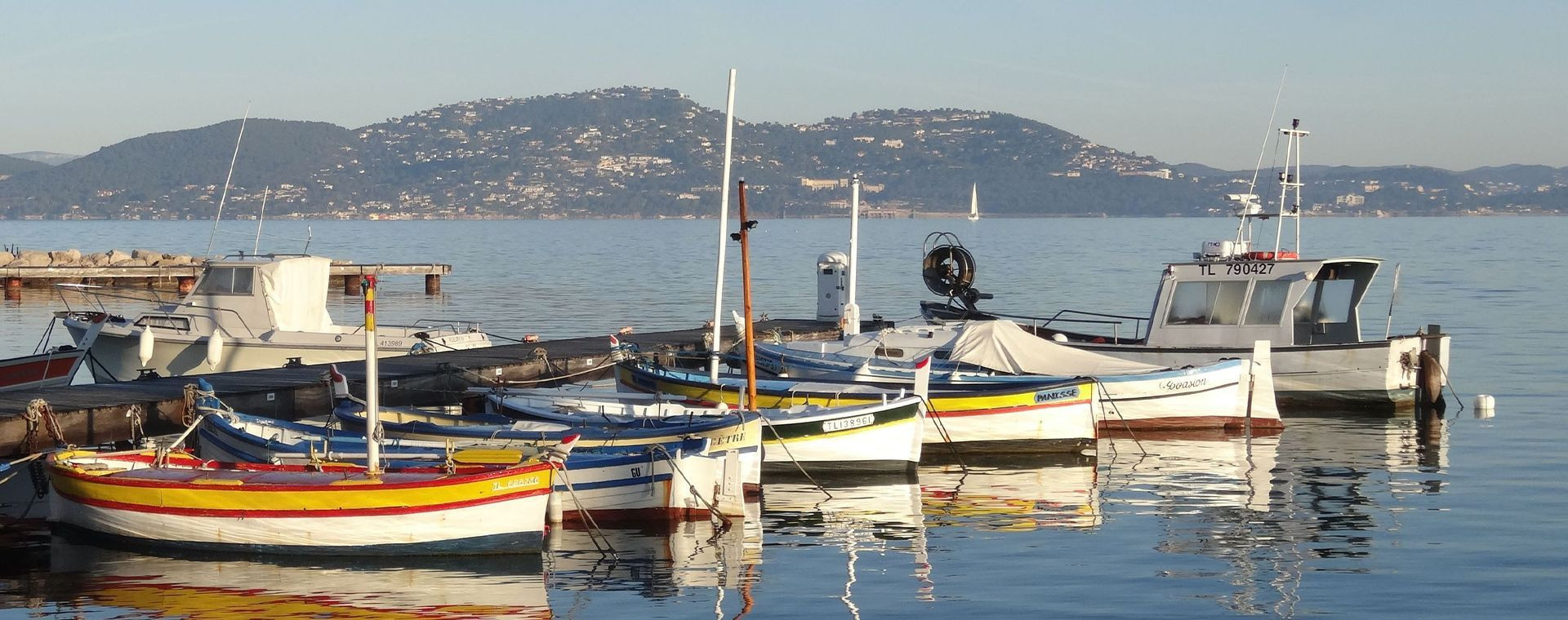 Barche colorate di pescatori ormeggiate nel porto - Giens - Francia