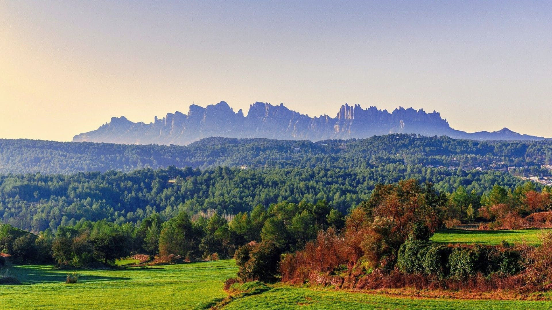 Massiccio di Montserrat sopra le colline boscose - Catalogna - Spagna