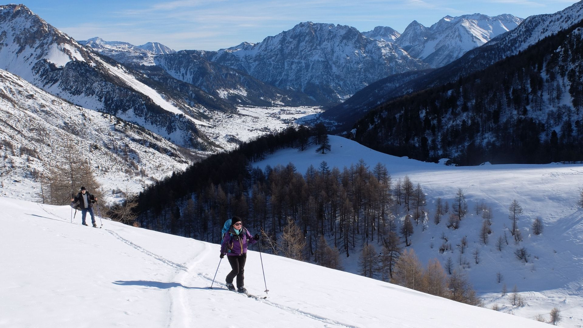 Discesa con gli sci nordici - valle della Clarée - Francia