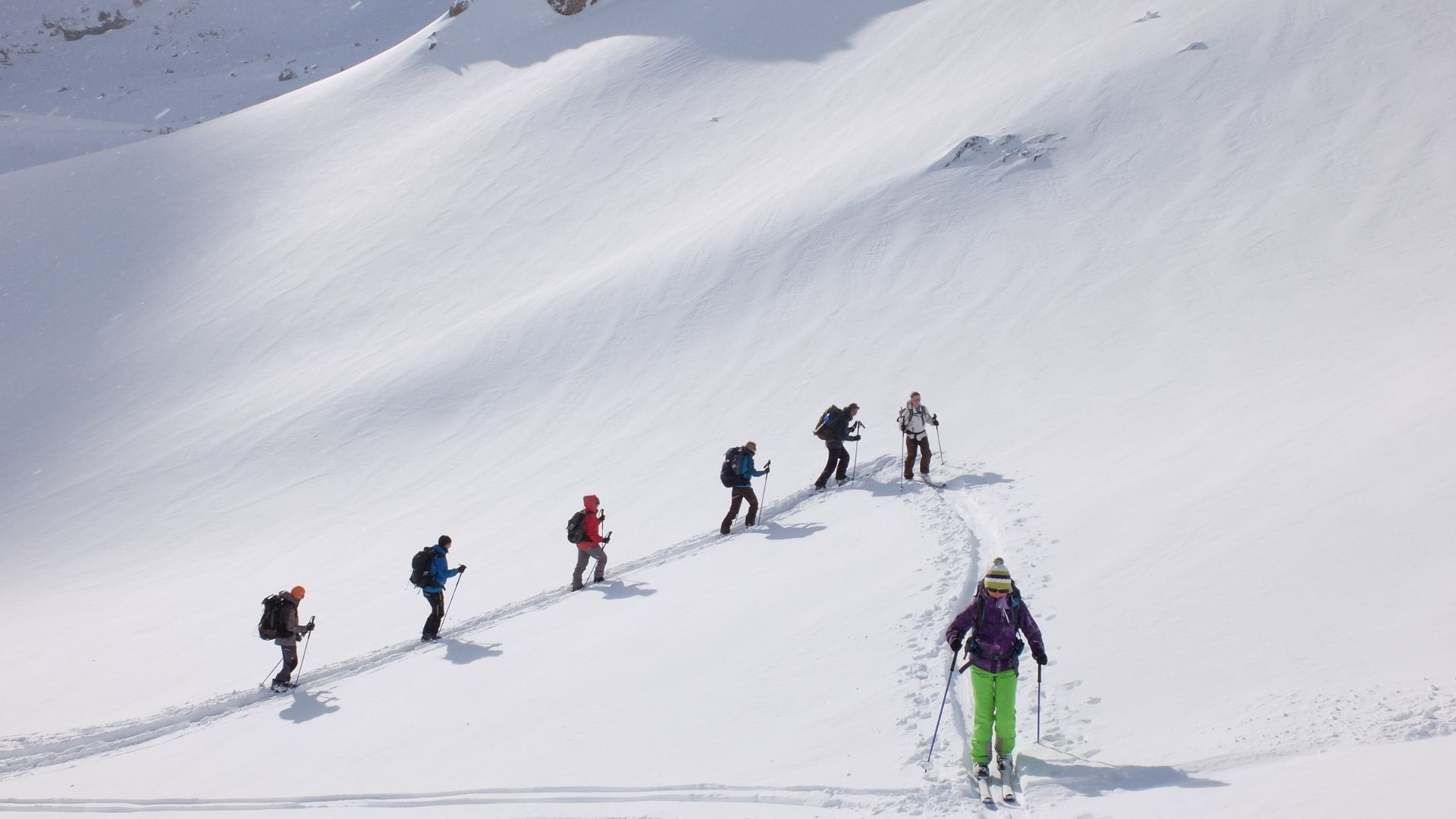 Sciatore attraversa la foresta innevata - Alta Clarée - Francia
