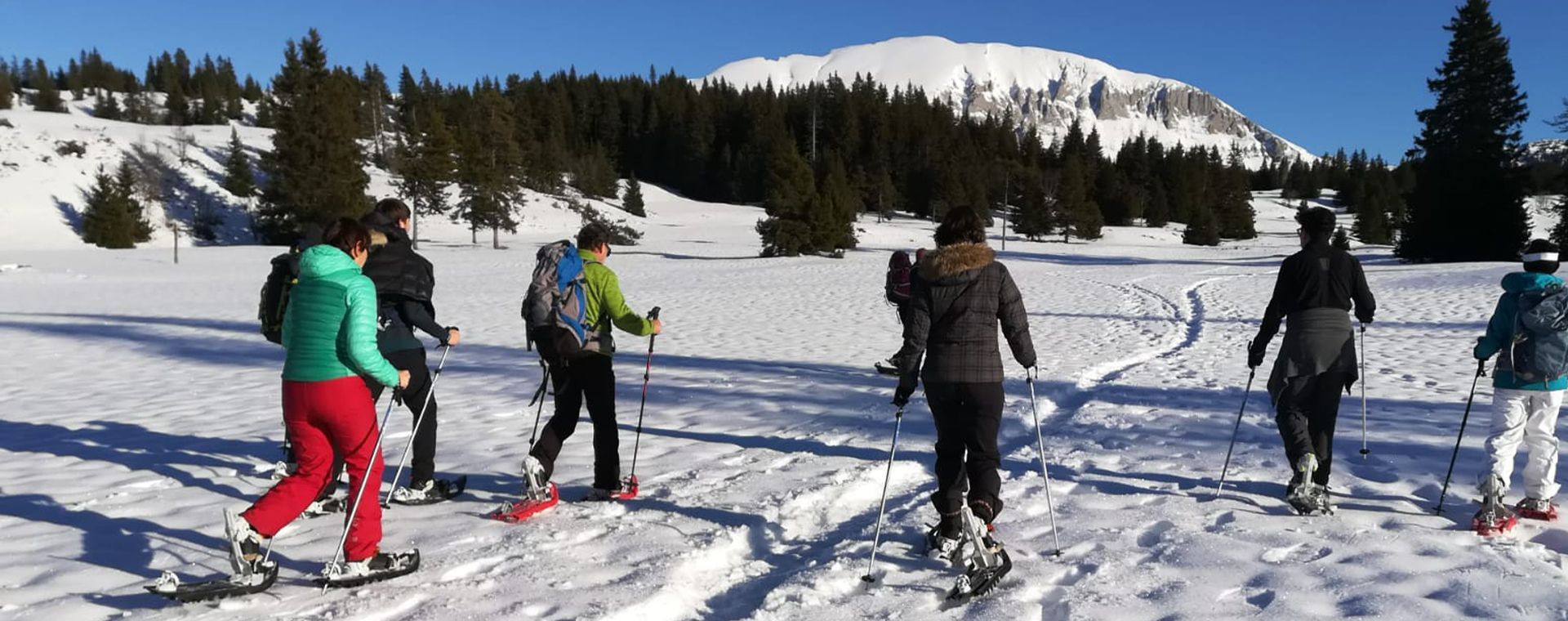 Gruppo con le ciaspole sull’altopiano del Vercors - Francia