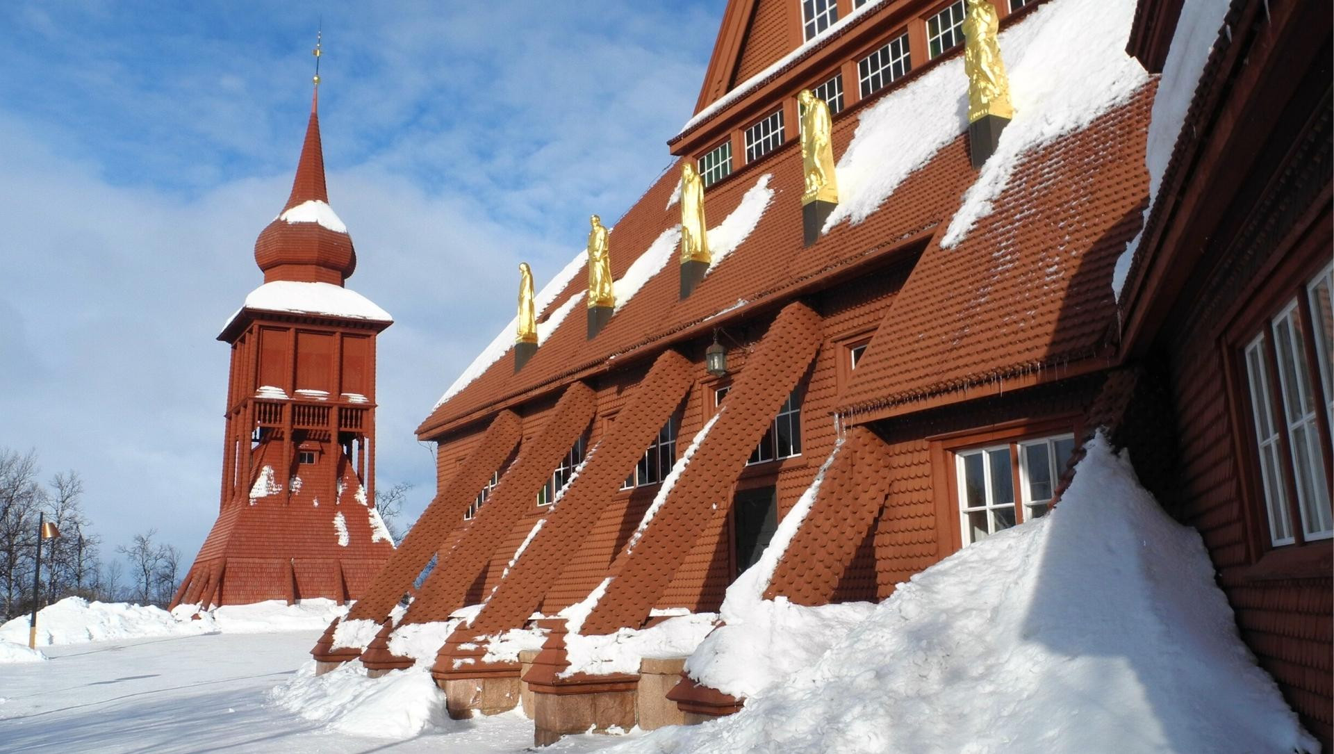 Chiesa di legno di Kiruna sotto la neve - Lapponia - Svezia
