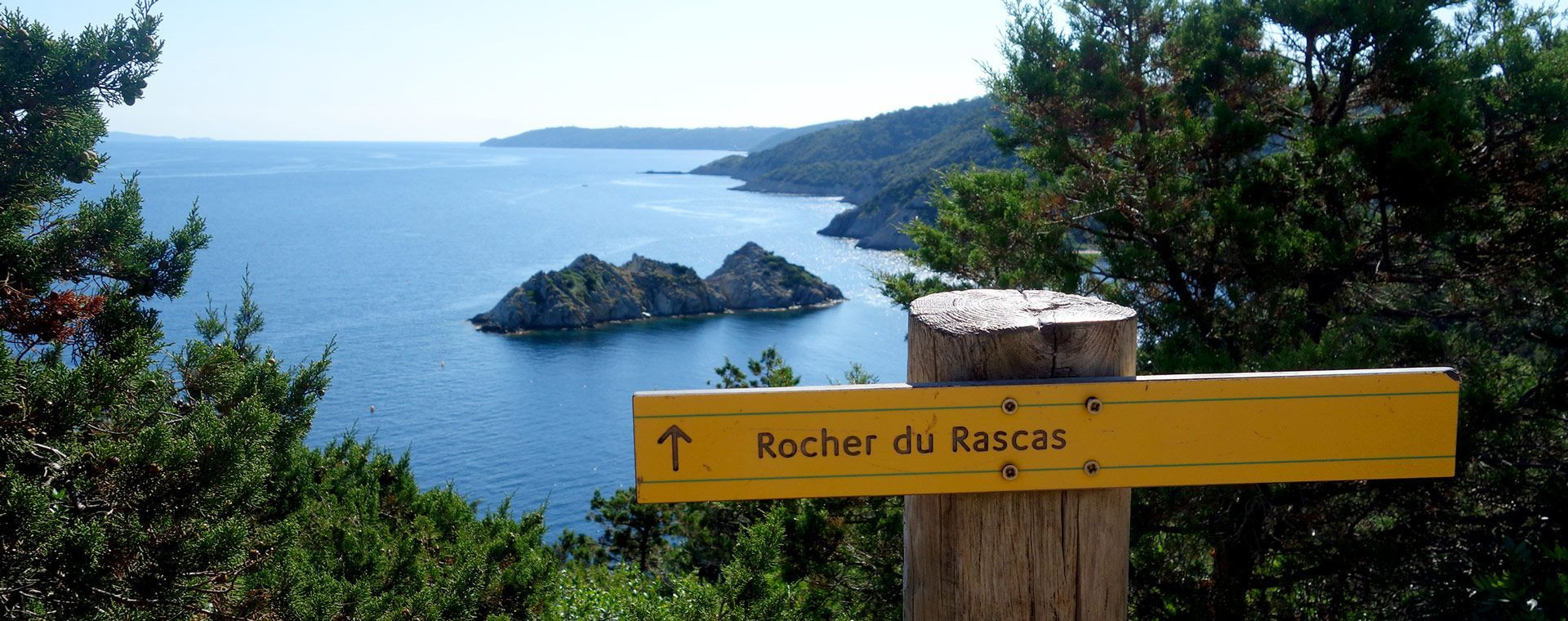 Cartello per la roccia di Rascas - isola di Port-Cros - Var - Francia