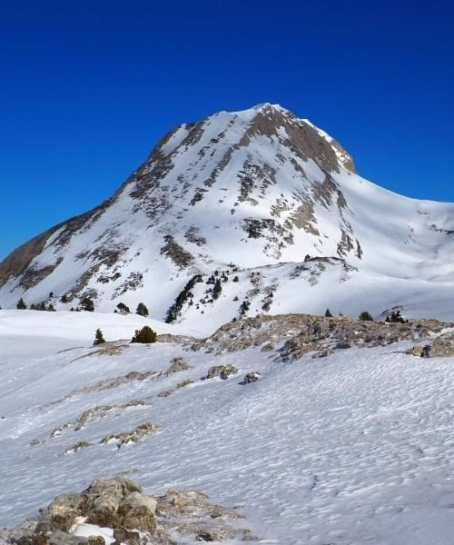 Vista sul Grand Veymont innevato dal Pas des Chatons - Vercors - Francia